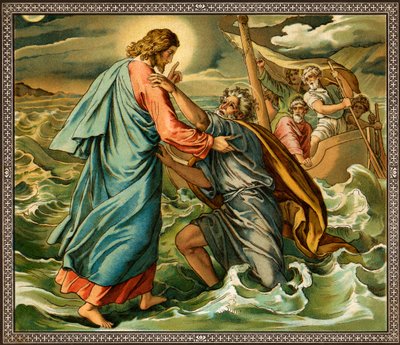 Jesus tadelt den Unglauben von Petrus - Bibel von Unknown